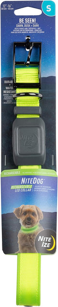 Nite Ize NiteDog Rechargeable LED Collar - Light Up Dog Collar with Durable Metal Buckle - Water-Resistant & Rechargeable Collar - Dog Supplies for Night Activities - Small, Lime