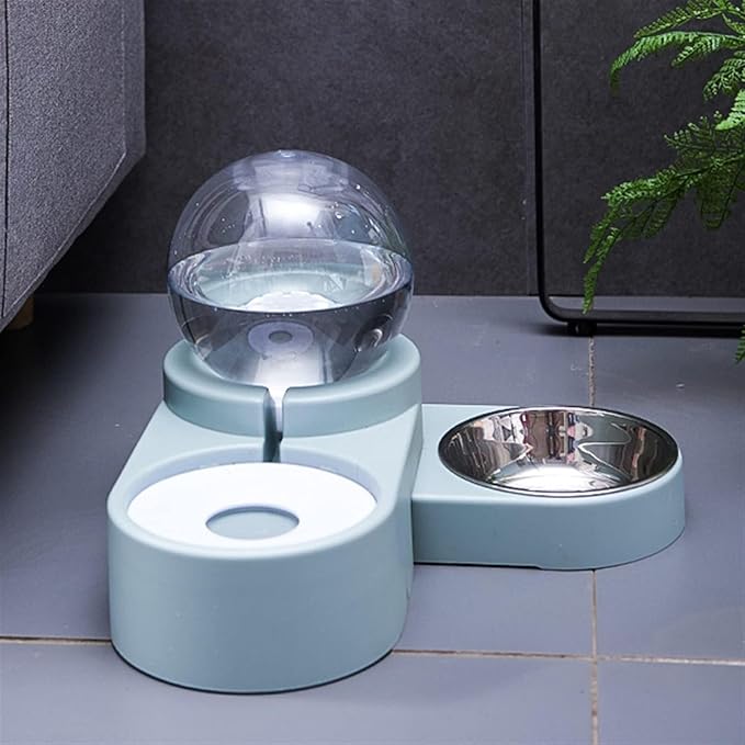 Automatic Pet Water Feeder & Food Dispenser 2.8L for Dogs & Cats BPA- Leak-Proof Bowl(Blue)
