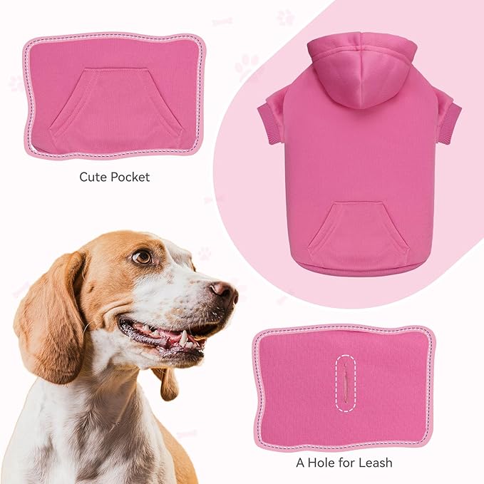 Dog Sweaters for Large Dogs,Dog Hoodie Sweater Solid Soft Brushed Fleece Pet Clothes Pet Hoodie Sweatshirt with Pocket(Pink-XL)