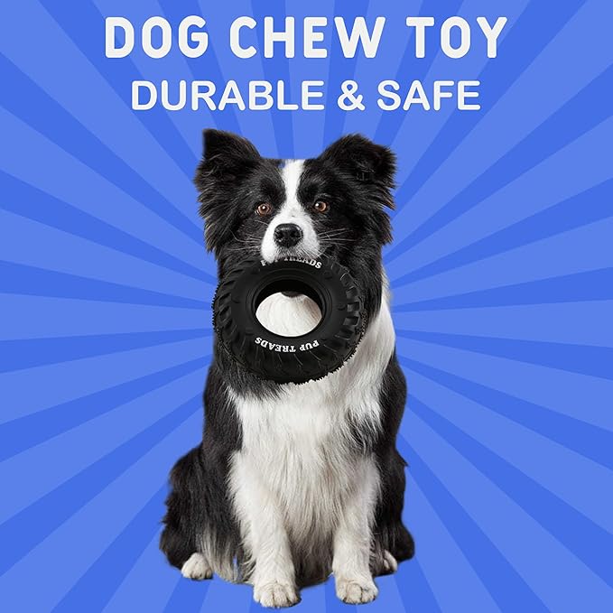 Dog Chew Toy for Aggressive Chewers Heavy Duty Rubber Tire for Medium Large Dogs