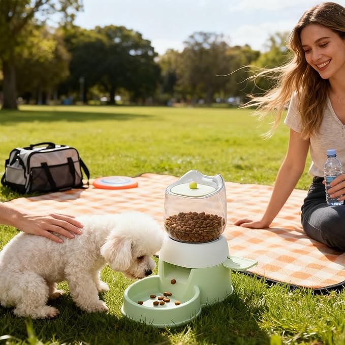 Pet Feeder Automatic, Food Dispenser Bowl, Dog Feeding Bowl with Press Design, Pets Feeder with 2l Capacity, Automatic Feeders, Food Dispensing System for Home Indoor Outdoor Pet Use