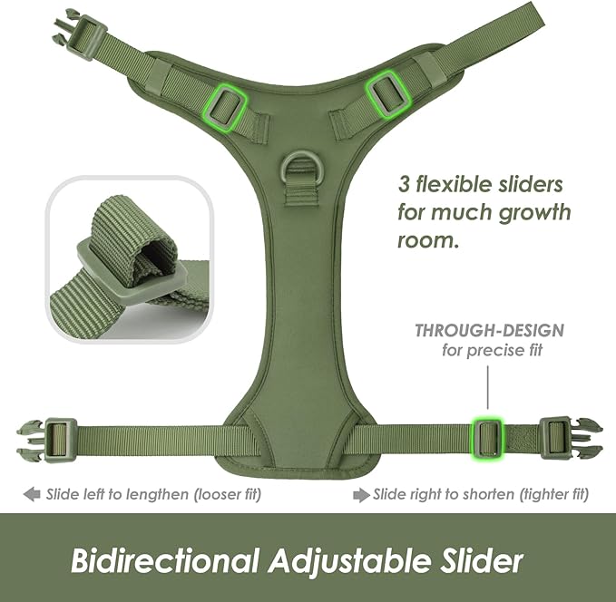 No Pull Dog Harness, Puppy Vest with Front Clip for Small Medium Large Sized Dog (Misty Green,XS)