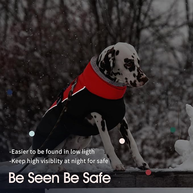 IECOii Extra Warm Reflective Adjustable Dog Jacket - Winter Coat with Buckle Fleece Turtleneck for Small to Extra Large Dogs