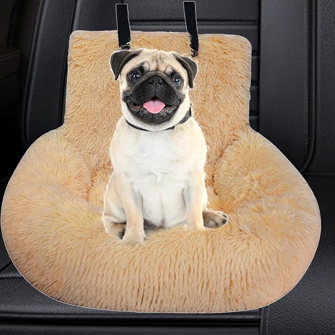 Dog Safety Car Seat - Large Console Dog Car Seat, Soft Detachable Dog Booster Seat | Washable Soft Dog Booster Seat, Pet Safety Car Carrier Seat, Dog Travel Bed with Leash and Strap Suitable for Car