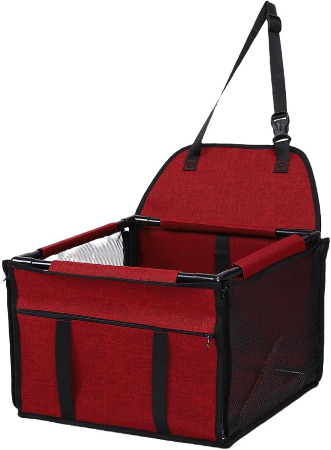 ZJchao Dog Car Seat Large Capacity Water Proof Foldable Portable Pet Car Seat (Red)