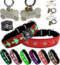 Pet Collar with AirTag Holder and ID Tag, 15 Lighting Modes, Waterproof Cross Pattern Design, Multiple Colors (RED, M(11.8-15.7"))