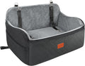 Dog Car Seat Up to 55lb,2 Clip-On Safety Adjustable Leashs Car Dog Bed for 2 Small Dogs,Fully Detachable and Washable Pet Car Seat with 2 Storage Pockets,Easy to Install(Black/Grey, Large)