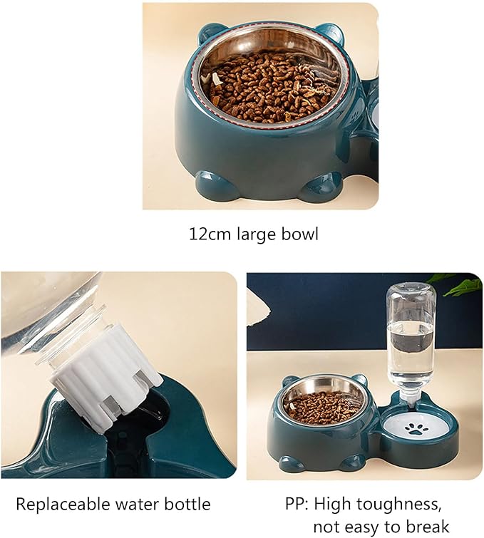 Elevated Pet Feeders with Removable Stainless Steel Bowl and Automatic Water Dispenser for Cats and Dogs Automatic Water Dispenser Dog Dish