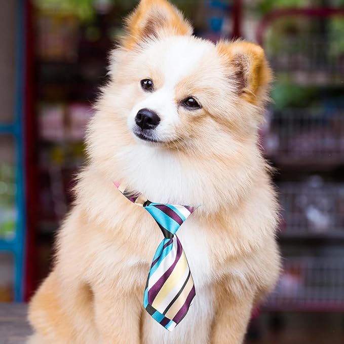 Segarty Dog Ties, 30pcs Adjustable Pet Neck Ties Collar for Small Dogs Cats, Double Layered Puppy Bowties Pets Necktie Grooming Bows for Wedding Valentine Photography Holiday Party Christmas