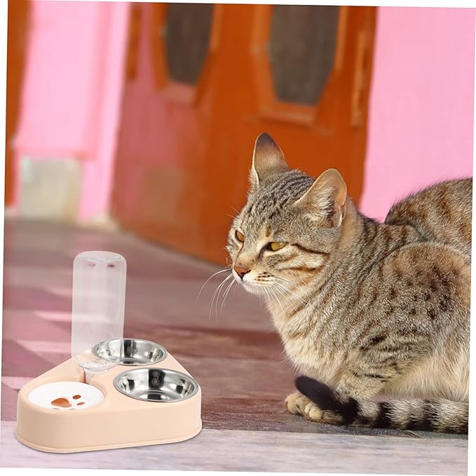 Cat Dog Automatic Water Dispenser Stainless Steel Food Bowls Pet Feeding Bottle