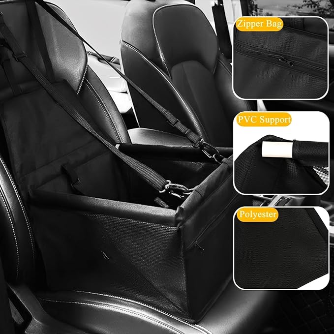 Dog Car Seat Back Seat Extender Booster Seat for Dogs Waterproof Fabric Pet Seat Cover Foldable Breathable Mesh Sides Carseat for Dogs ﻿