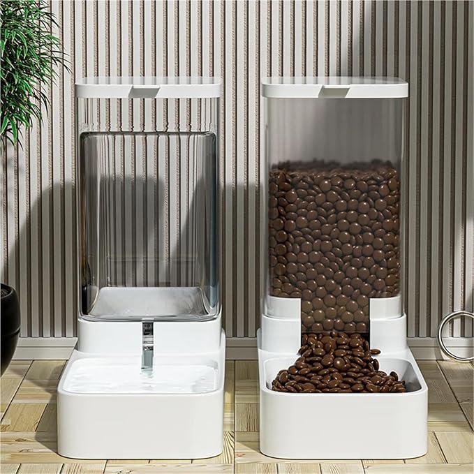 Automatic Pet Feeder and Water Bowl - Transparent Food Storage Feeder for Dogs and Cats - Ideal for Puppies and Kittens(Drinker)