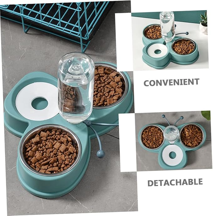 Sosoport Household Water Feeder and Dog Accessory Automatic Pet Water Dispenser with Dual Bowl Design Non-Slip Base and Transparent Detachable Bottle for Cats and Dogs