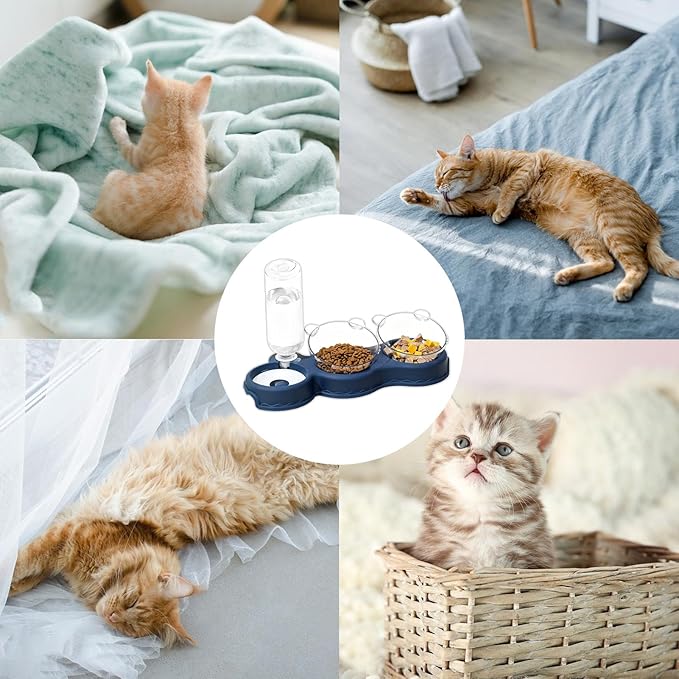 Automatic Pet Feeder, Cat Water Food Set for Small Medium Large Pets, Durable Pp+pc Material with Easy Refill Water Bottle and Bowl Design, Perfect for Indoor Daily Feeding Vacation or Night Use