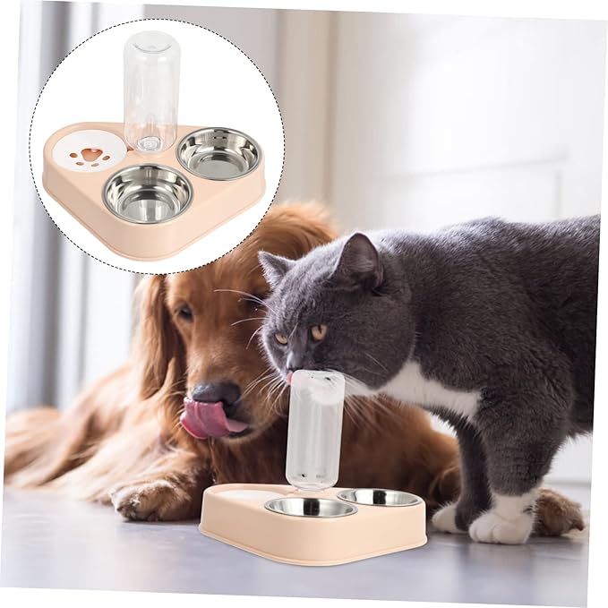 Cat Dog Automatic Water Dispenser Stainless Steel Food Bowls Pet Feeding Bottle