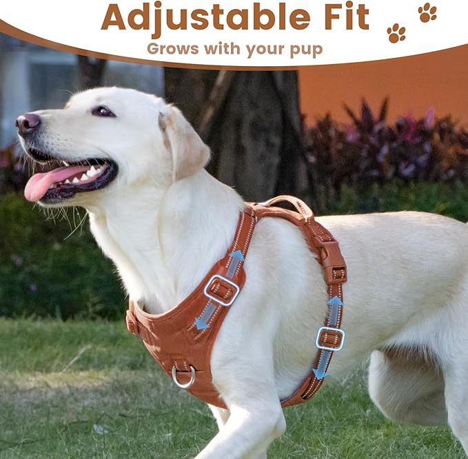 No Pull Dog Harness, Reflective Puppy Vest for Small Medium Large Sized Dog(Carmel Brown,M)