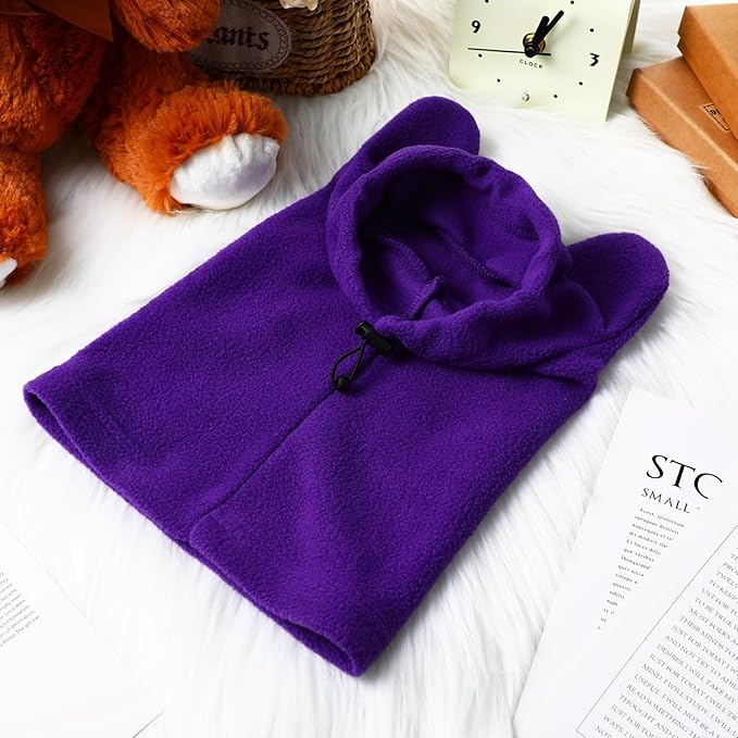Winter Dog Hats Quiet Ears for Dogs Ear Muffs Pet Neck Warmer Scarf Hoodie Noise Protection Cover Beanie Head Wrap Costume for Pet Dog Cats(Purple,M)