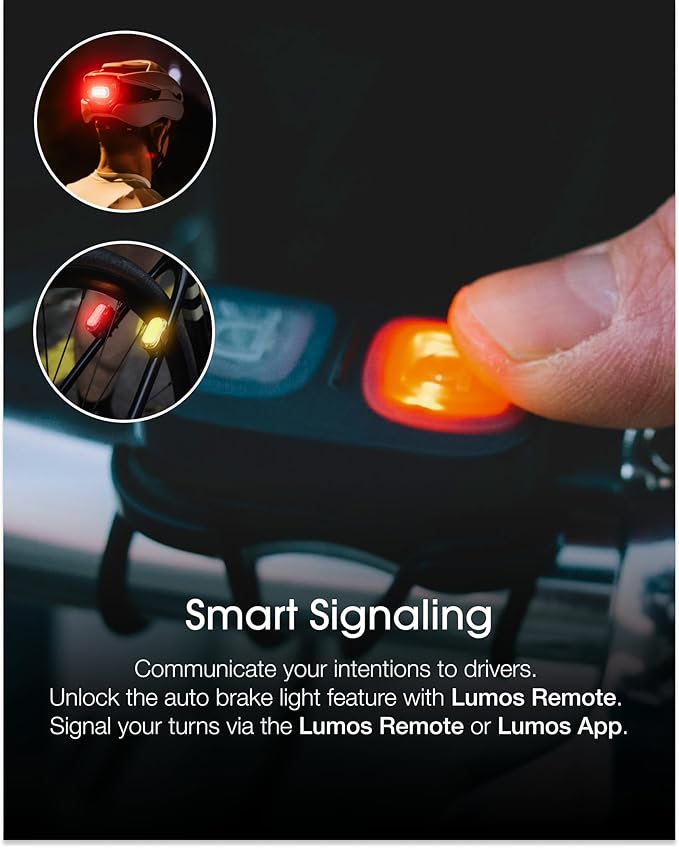Lumos Firefly Mini Smart Bike Light System,Sync Turn Signal & Brake Lights, Rechargeable LED Front & Rear Lights with Custom Brightness, Flash Patterns, Bicycle Accessories for Night Riding
