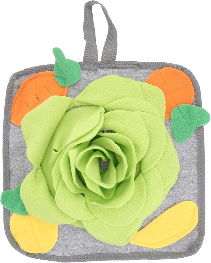 Mikikit Rabbit Foraging Mat- Funny Interactive Nose Work Mat for All Animal Slow Feeding Mat, Nosework Training Squeaky Snuffle Treat Food Mats
