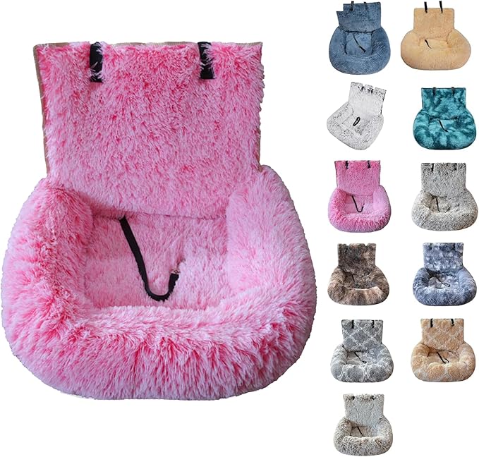 Car Dog Bed with Safety Straps, for Large&Small Dogs, Pets Bed for Travel with Thick Cushion Removable and Easy to Clean (C, s)