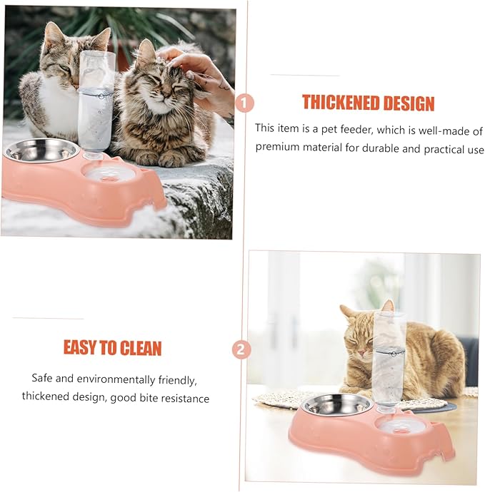 BESPORTBLE 1set Automatic Pet Feeder and Water Dispenser Dual Bowl and Cats Removable Transparent Bottle Use