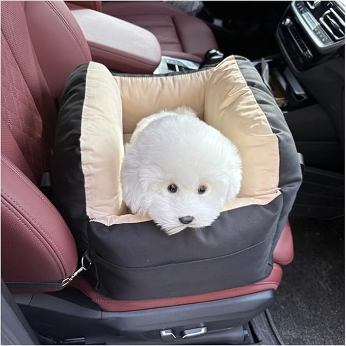 Portable Dog Car Seat Bed Booster Washable Home Cat Nest With Storage Pockets Soft Nest For Small Dogs And Cats Puppy(Black)