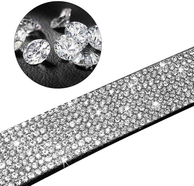 Cute Dog Collar with Bling Rhinestone, Fancy Crystal Diamond Glitter Pretty Jewel Soft Cat Collars for Small Medium Large Breed Dogs Girl Female Pet Puppy Kitten Terrier (S, Black4)