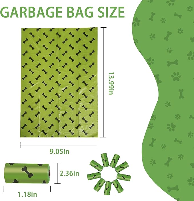 HZDHCLH Poop Bags for Dogs Leak Proof Extra Thick Dog Poop Bags, Green Bones 18 Rolls 9" x 13" Lavender Scented Pet Waste Bag, 270 Count