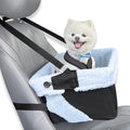 Blue Dog Booster Seat - Washable, Adjustable, Collapsible Pet Travel Carrier Bed - Safety Seat Belt Tether for Small Dogs, Puppies, and Pets up to 18 lbs