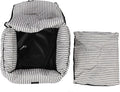 Dog Booster Seat Portable Water Proof Polyester with PP Cotton Filling, Grey White Stripes - Adjustable Safety Straps, Removable Washable Cover, Travel Comfort for Small Pets