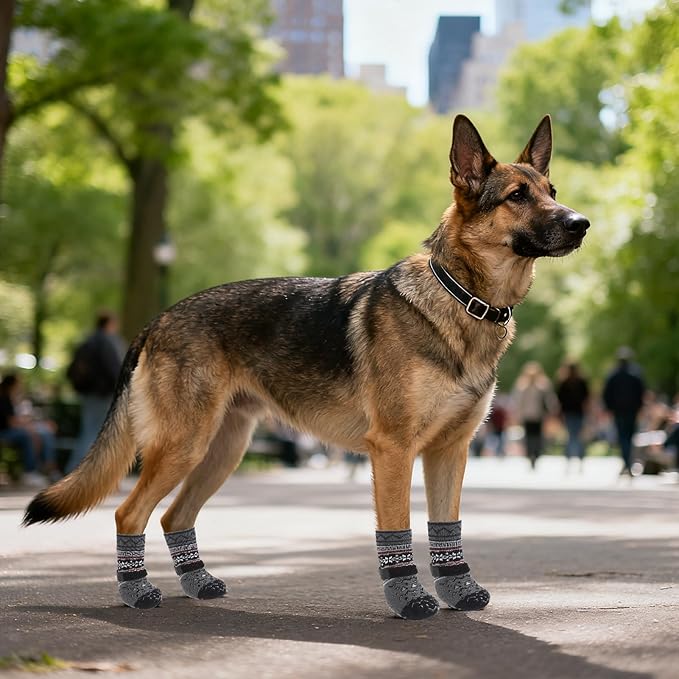 KOOLTAIL Dog Socks to Prevent Licking Paws for Hardwood Floors Anti Slip,Warm Winter Pet Boots&Paw Protector with Grippers,Double Sides Puppy Shoes Booties for Small Medium Large Senior Dogs S