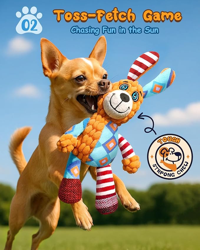 Swooflia Crinkle Dog Toy - Plush Squeaky Toys for Puppies,Treat Boredom for Small Dogs,Interactive Stimulating Puppy Toy to Keep Them Busy