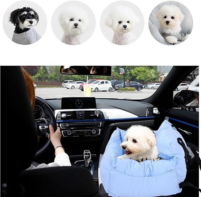 Dog Car Seat, 50x45x36cm Soft Comfortable Pet Carrier for Small Medium Dogs Cats, Universal Pet Bed Booster Cushion with Safety Belt, Accessories