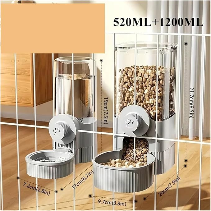 Pet Auto Feeder Waterer Dog Supplies Hanging Cage Basin Cat Bowl Automatic(Grey Package)