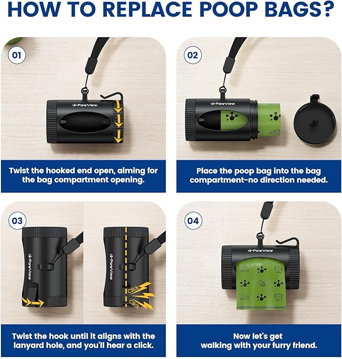 Dog Poop Bag Rolls with Retractable Poop Bag Holder, Leak Proof and Extra Thick Lavender Pet Waste Bags, 70% Recycled GRS Certified, 1 Dispenser and 105 Bags for Doggy Walking & Cat Litter