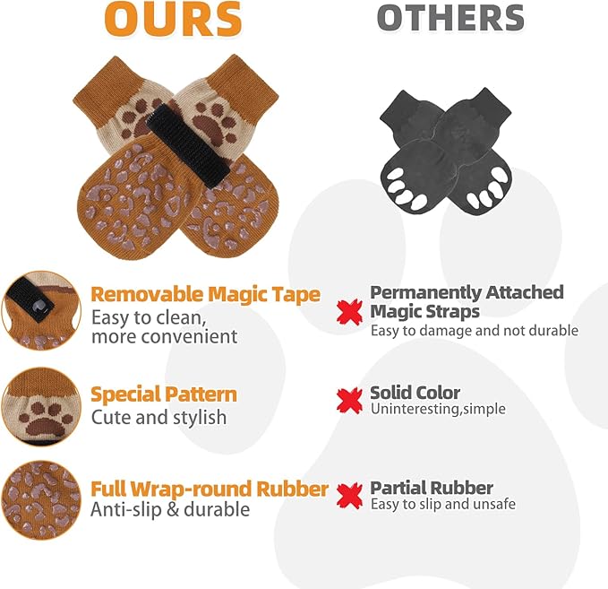 KOOLTAIL Dog Socks for Hot/Cold Pavement to Prevent Licking Paws for Hardwood Floors,Anti Slip,Pet Boots&Paw Protector with Grippers,Puppy Shoes Booties for Small Medium Large Senior Dogs