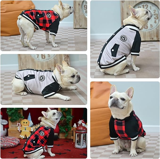 BEAUTYZOO Dog Sweaters for Small Medium Large Dogs, Dog Hoodie Warm Fleece Dogs Winter Clothes Cute Stylish Boy & Girl Dog Sweatshirts, Red Sport Coats Baseball Uniform Jackets for Puppy, S
