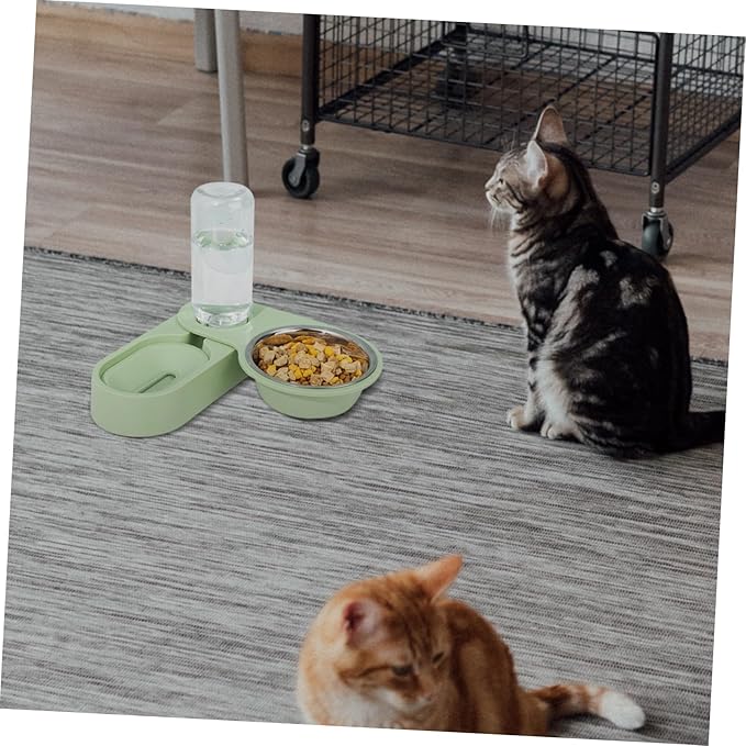 Automatic Pet Feeder Dual Bowls Rotating Corner Design for Cats and Dogs Easy to Install No Water Leakage for Animals