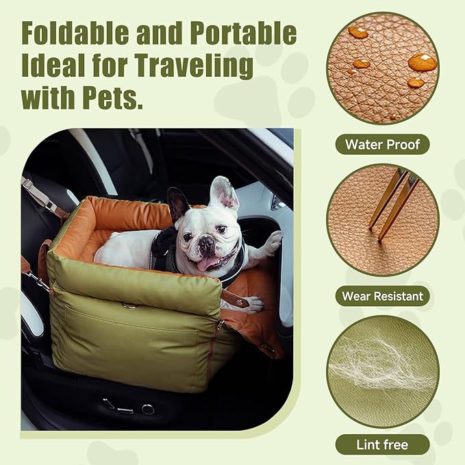 [JINWEIPRO] Dog Car Pet Safety Seat - Crash-Tested, Secure Harness & Comfortable Cushion - Suitable for Small to Medium Pets (Up to 30lbs) - Easy Installation
