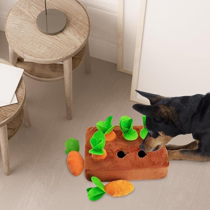 Plush Carrot Toy For Dogs | Carrot Toy For Puppy Sniffing | Interactive Puzzle Game For Puppies, For Training Exercise Enrichment Indoor Outdoor