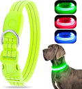 LED Dog Collar, Reflective Glow Collar for Night Safety, USB Rechargeable, Waterproof, Adjustable Flashing (Green, Small)