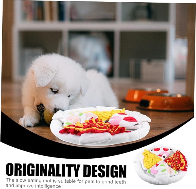 Luxshiny Pizza Shape Dog Snuffle Mat Slow Feeder Pet Smell Pad for Stress Relief and Intelligence Training Material Interactive Nose Work for Dogs and Cats