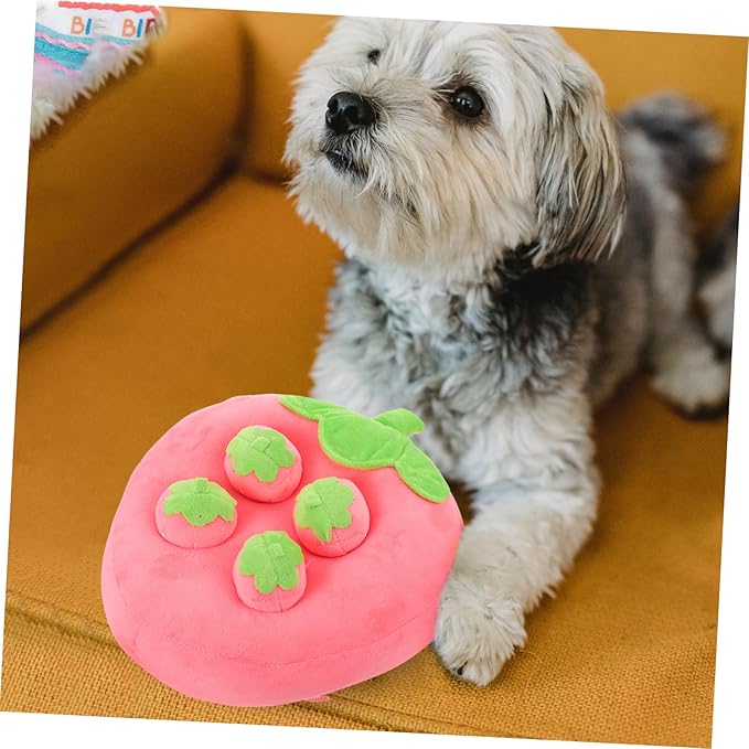 Dog Sniffle Mat for Foraging and Training Interactive Strawberry Design Puzzle Toy for Dogs and Cats Sniffing Skills Reduces Boredom and Stress