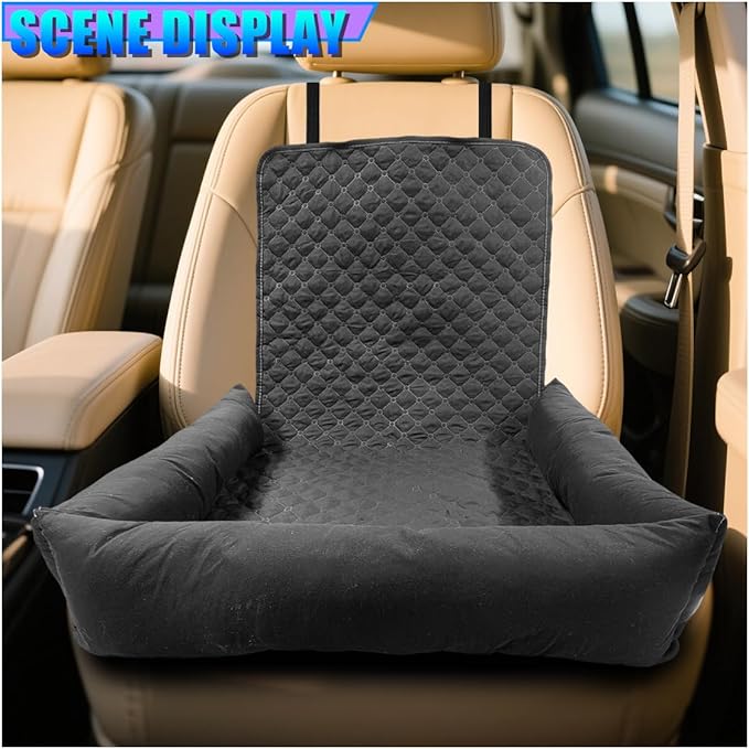 Dog Car Seat, Waterproof Pet Auto Safety Front Seat Cushion, Soft Multifunctional Puppy Car Seats Cover, Universal Washable Vehicle Travel Accessories for Small to Medium Dogs (Gray)