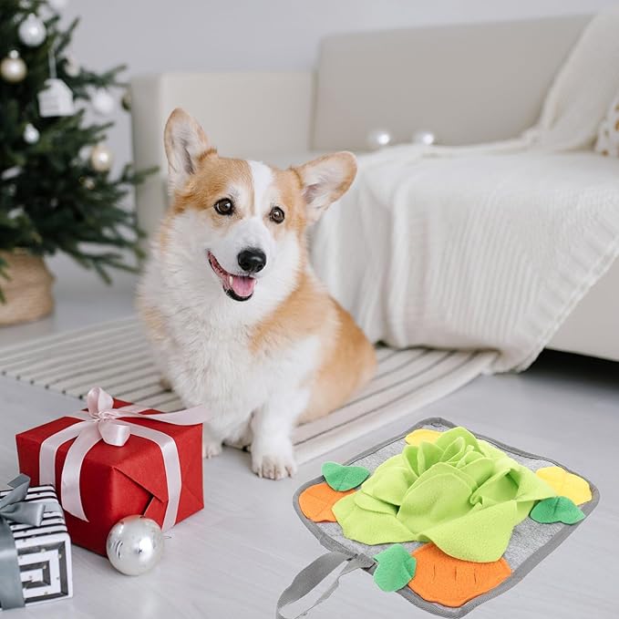 Mikikit Rabbit Foraging Mat- Funny Interactive Nose Work Mat for All Animal Slow Feeding Mat, Nosework Training Squeaky Snuffle Treat Food Mats