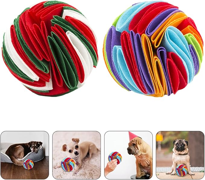 BESPORTBLE 2PCS Dog Sniff Balls Interactive PET Snuffle Toys 15cm Diameter Slow Feeder Balls for Chewing Sniffing for Training Engaging Dogs