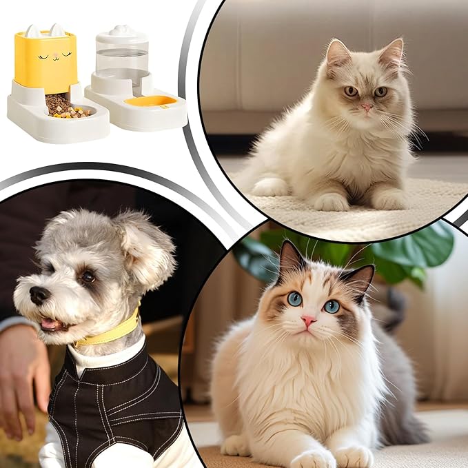Automatic Feeder – Non-Electrical Pet Food Bowl, Durable No-Power Design, Easy Refill System, Stable Anti-Spill Base, Compact Indoor Outdoor Use | Small Medium Dog Cat Puppy Kitten Feeding Drinking Ho