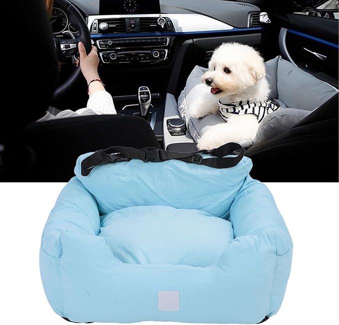 Fockety Dog Car Seat, Washable Breathable Dog Booster Car Seat Pet Booster Seat with Secure Straps, Pet Car Seat Portable Pet Travel Carrier for Small Medium Cats