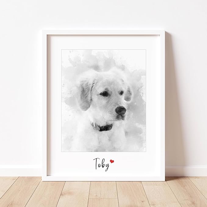 Pet Portrait from Your Photos - Dog Memorial Gifts for Loss of Dog, Personalized Gift for Her Birthday, Pet Memorial Gift for Dog, Gift for Women/Men, Cat & Dog Portrait, Vibrant Watercolor