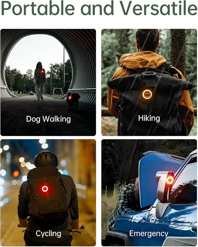 BlinkO Wearable Outdoor Safety Lights, EDC Hands-Free Flashlight with Clip for Hiking and Cycling, Magnetic Clip on Flashlight for Dog Walking at Night, Running Light for Runners, 5 Modes